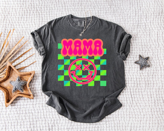 Neon Mama Checkered Smiley Pepper Tee
