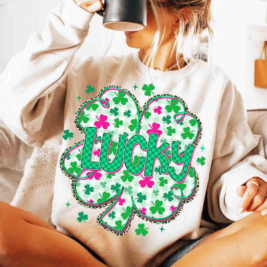 Multi Pink & Green Lucky Shamrock Samd Sweatshirt