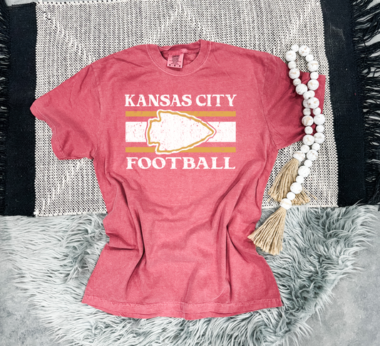 **HALFTIME DEAL** Vintage Kansas City Football White Arrowhead Crimson Tee