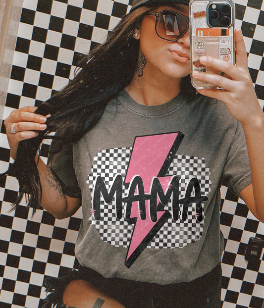 Mama Pink Lightening Bolt Pepper Tee