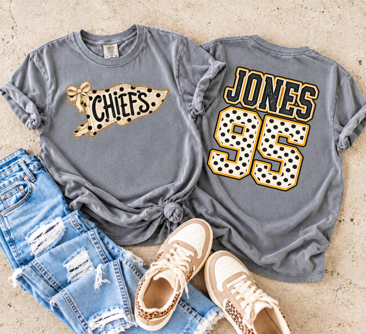 FRONT + BACK KC Flag Jones Grey Tee