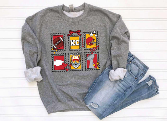 **HALFTIME DEAL** 6 Picture Collage Ribbon Collage Heather Graphite Sweatshirt