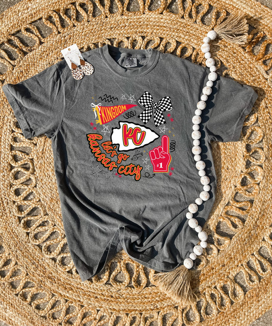 Let’s Go Kansas City Flag & Arrowhead Pepper Tee