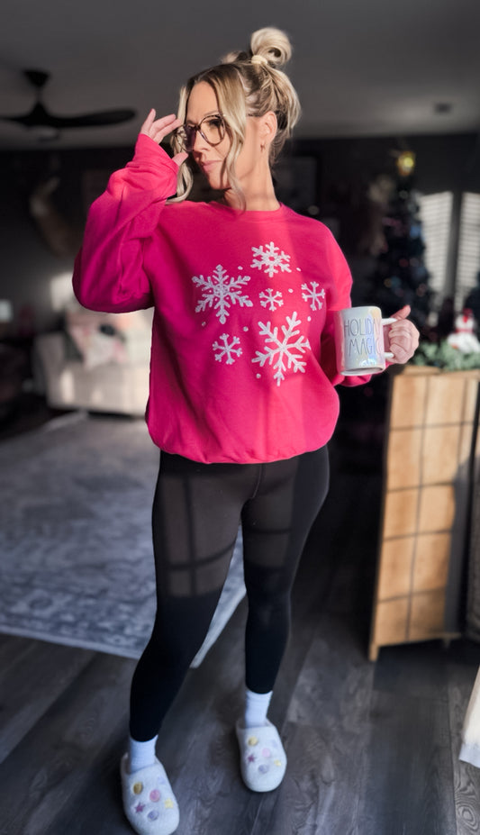 Snowflakes Collage Heliconia Sweatshirt