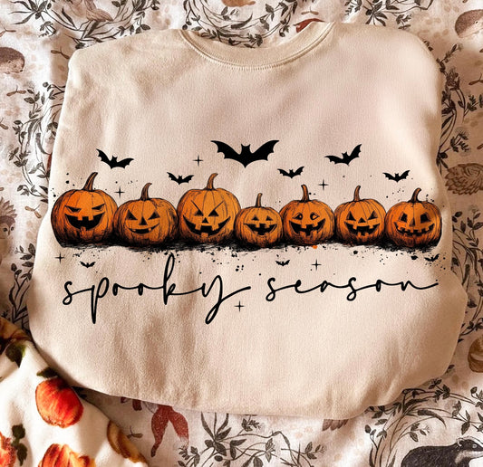 Script Spooky Season Bats & Pumpkins Sand Sweatshirt