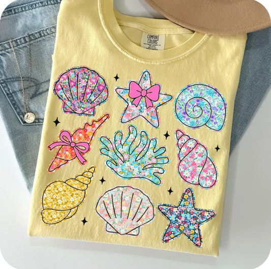 Seashell Collage Banana Tee