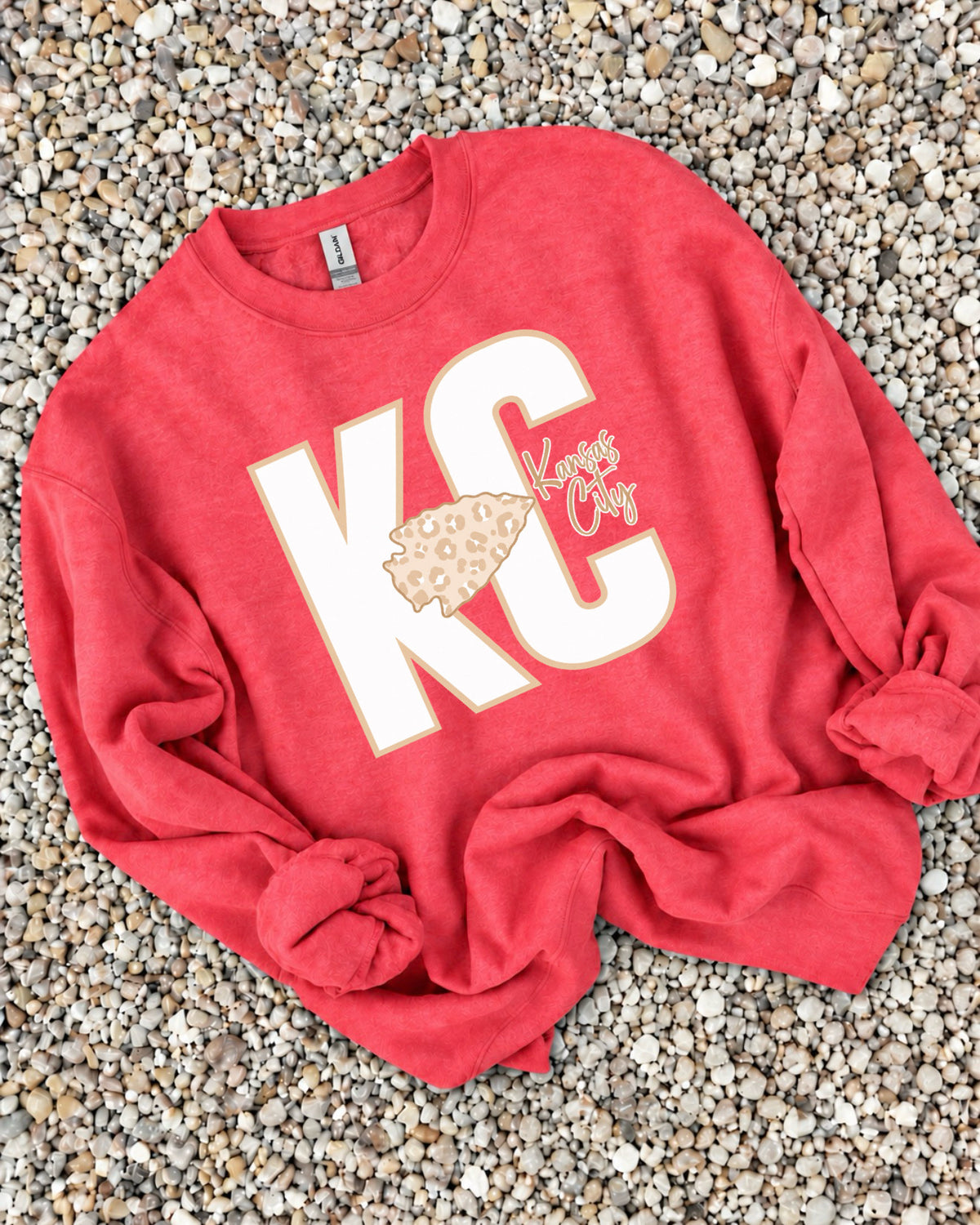 **HALFTIME DEAL** White KC Heather Red Sweatshirt **FINAL SALE**