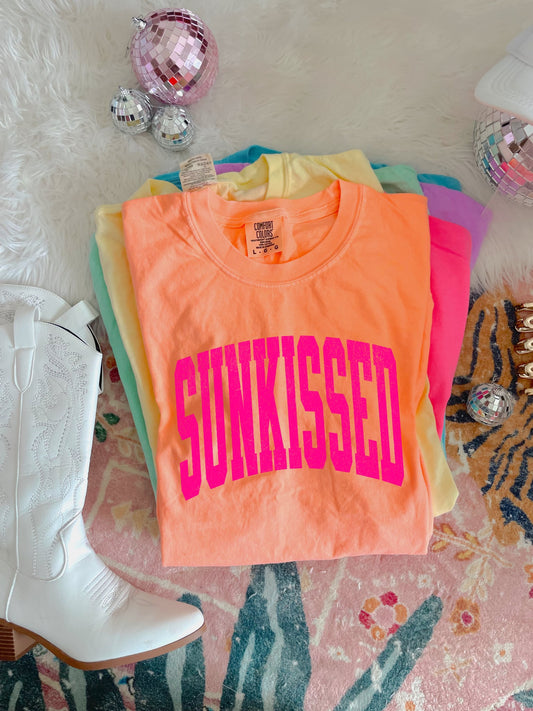 Bright Pink Distressed Sunkissed Neon Cantaloupe Tee