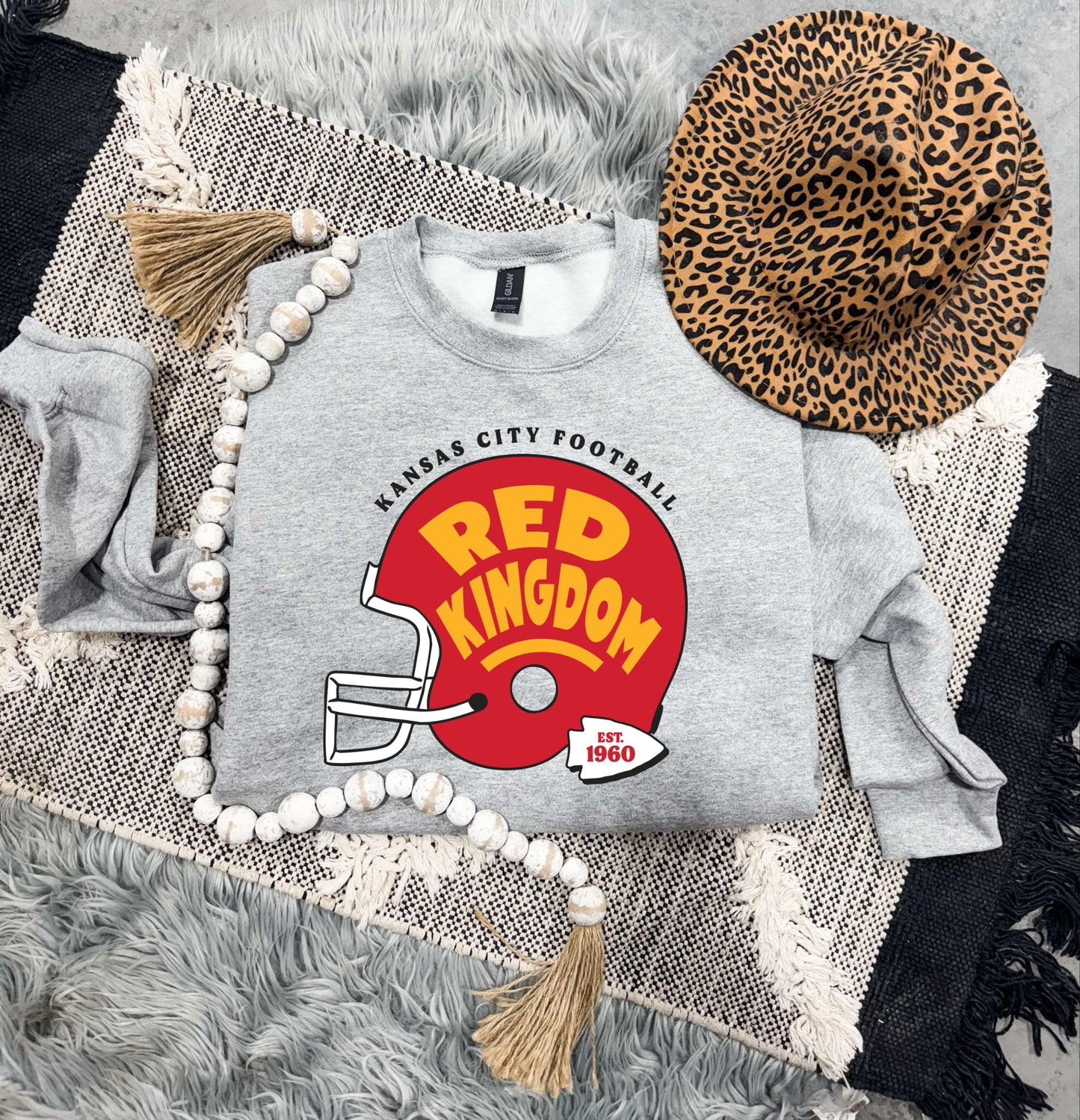 **HALFTIME DEAL** Red Kingdom Red Helmet Sports Grey Sweatshirt