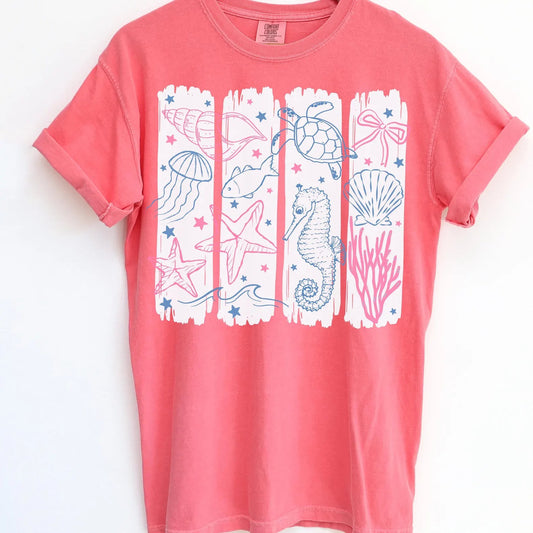 Beach Life Photo Collage Watermelon Tee
