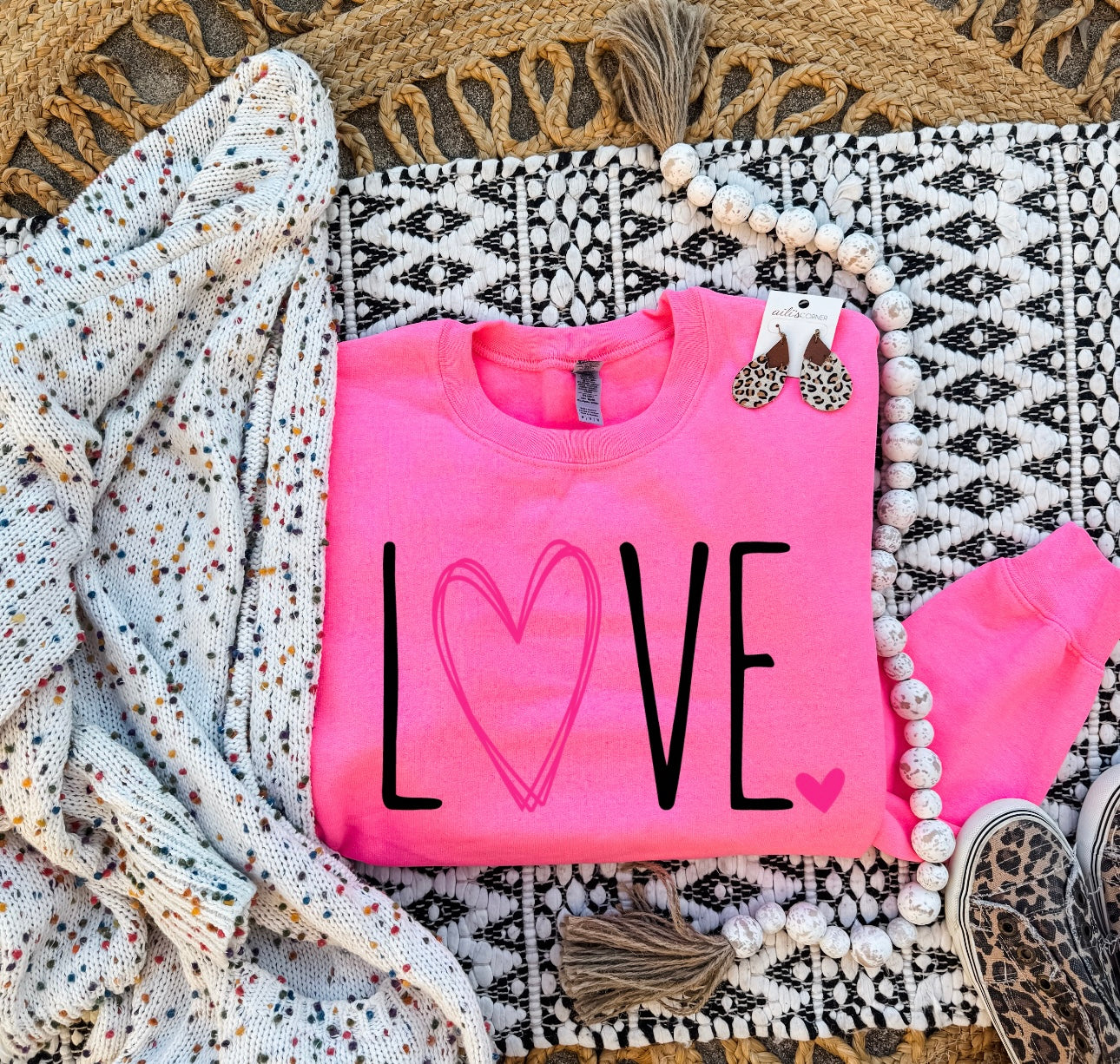Love Heart Hot Pink Sweatshirt