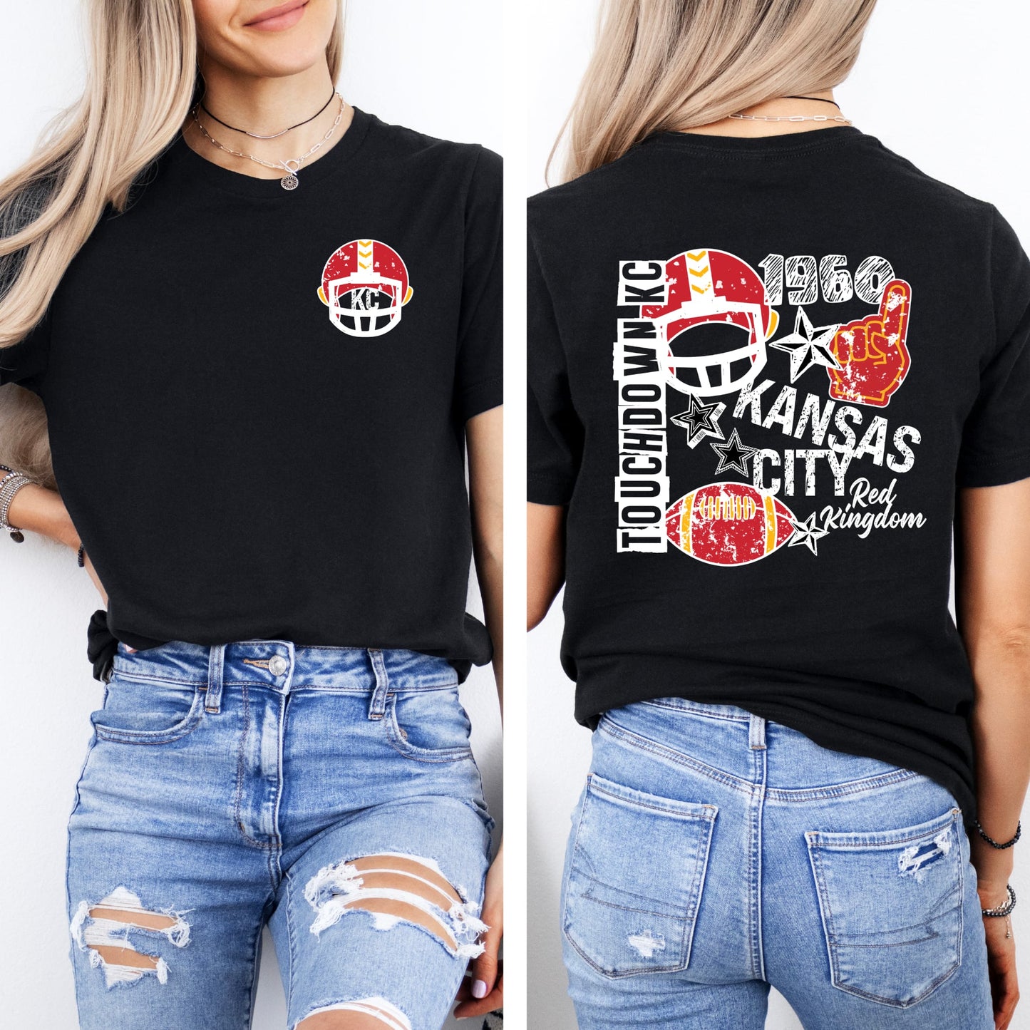 **HALFTIME DEAL** FRONT + BACK KC Helmet Black Tee