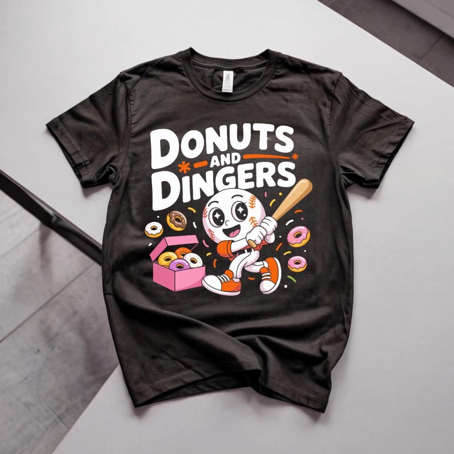 **YOUTH SIZES** Donuts & Dingers Black Tee