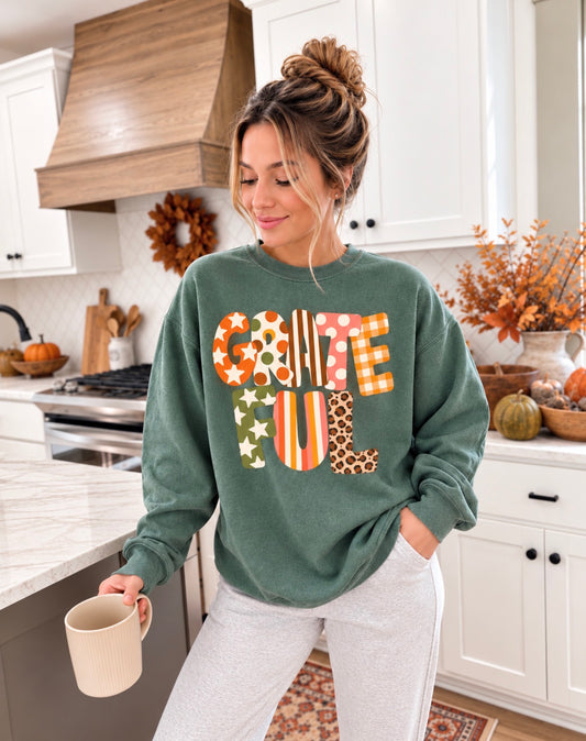 Pattern Grateful Heather Green Sweatshirt