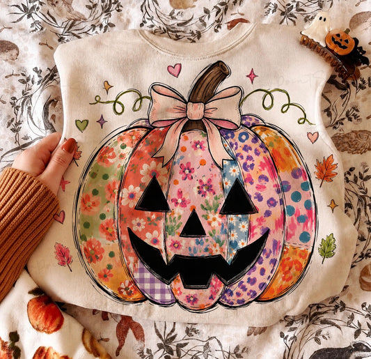 Ditsy Floral Pumpkin Pattern Sand Sweatshirt
