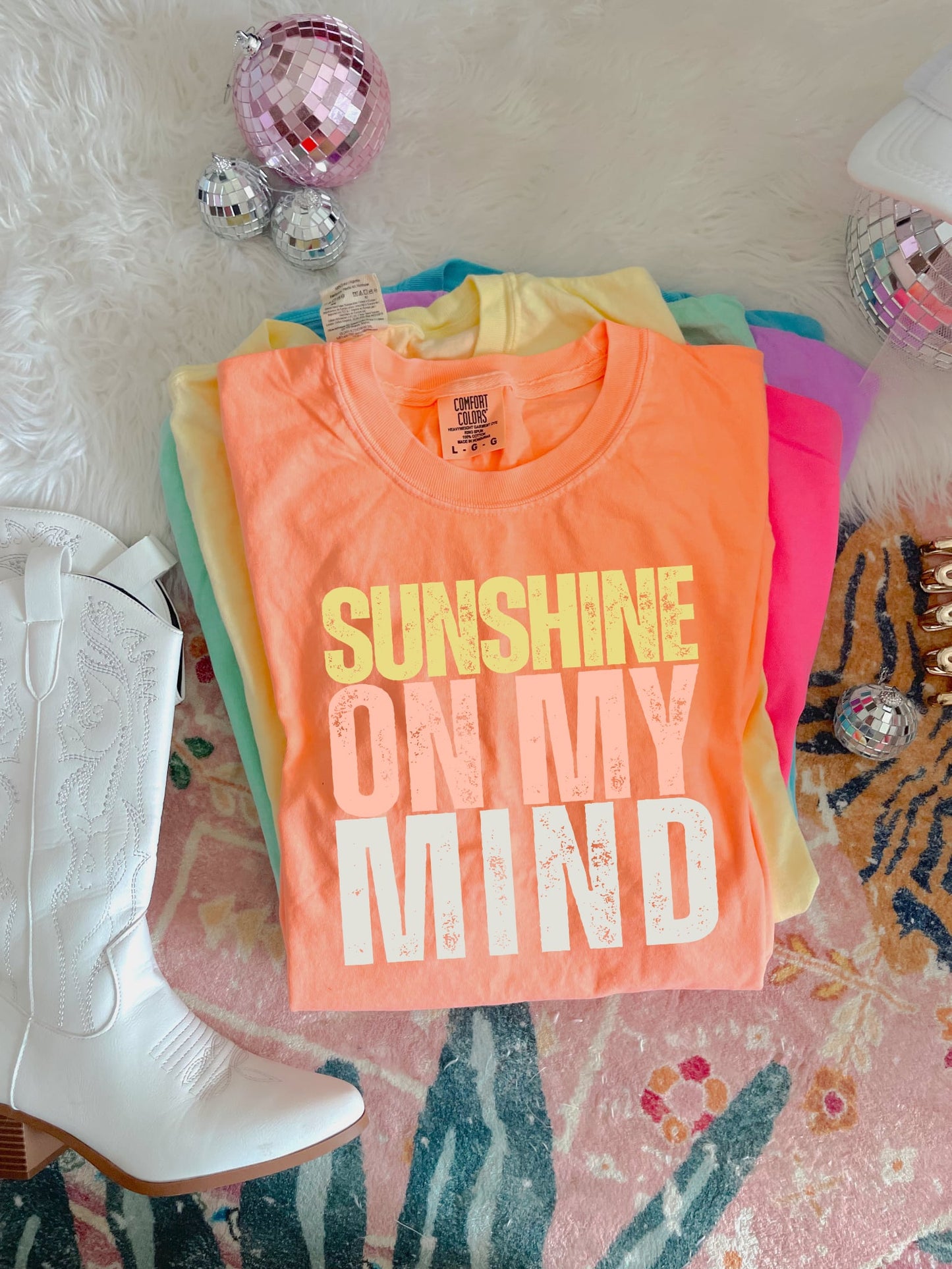 Sunshine On My Mind Neon Cantaloupe Tee