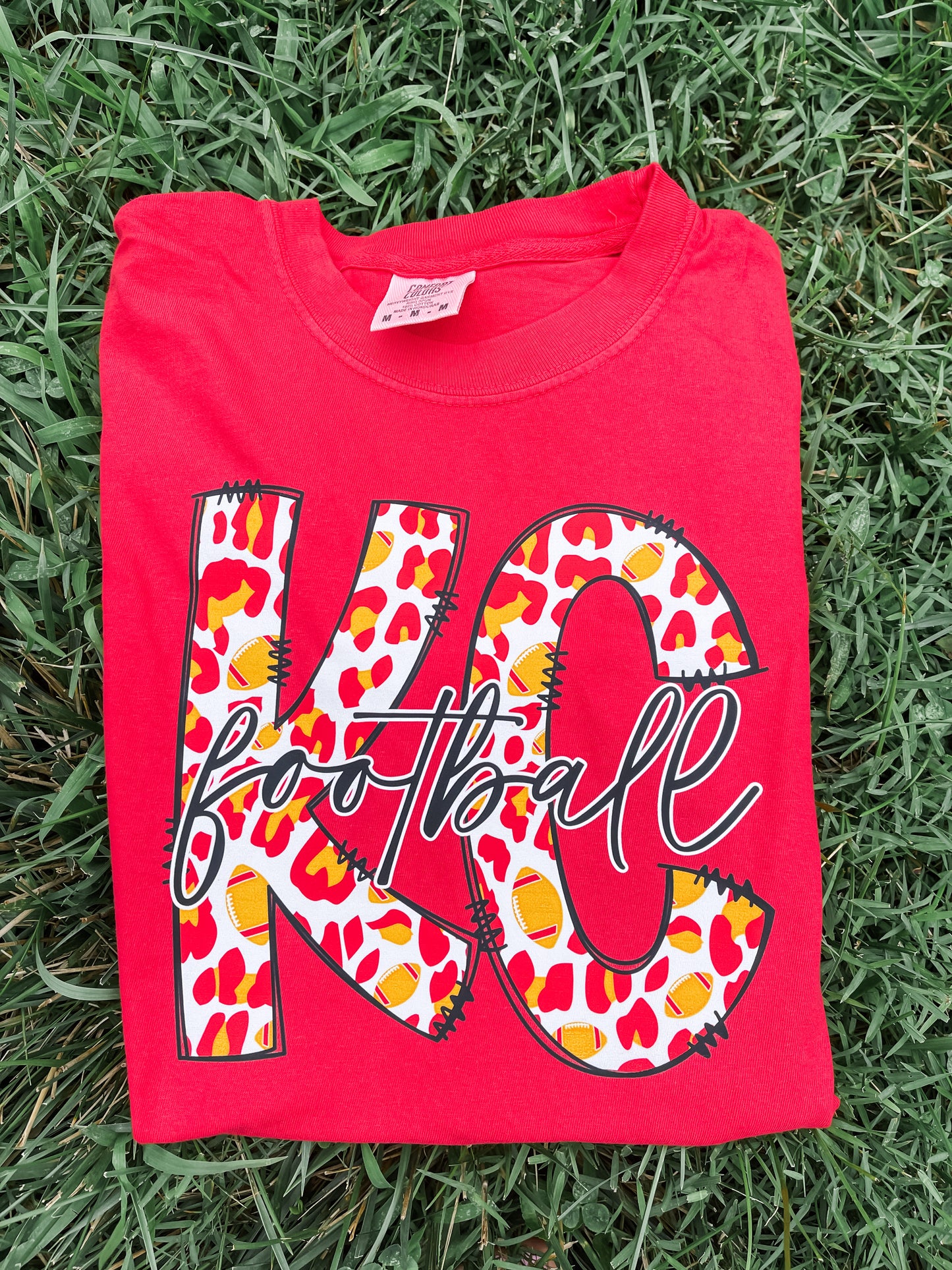 KC Football Cheetah Red Tee