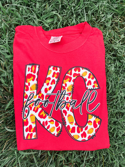 KC Football Cheetah Red Tee