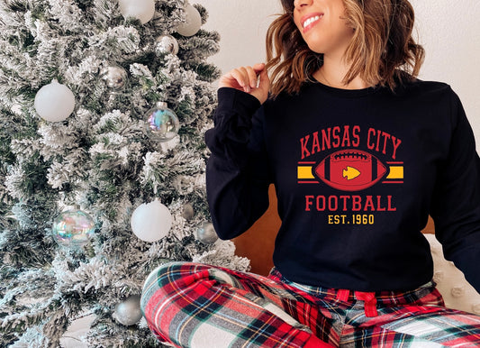 **HALFTIME DEAL** Kansas City Football Gold Arrowhead Black Long Sleeve Tee