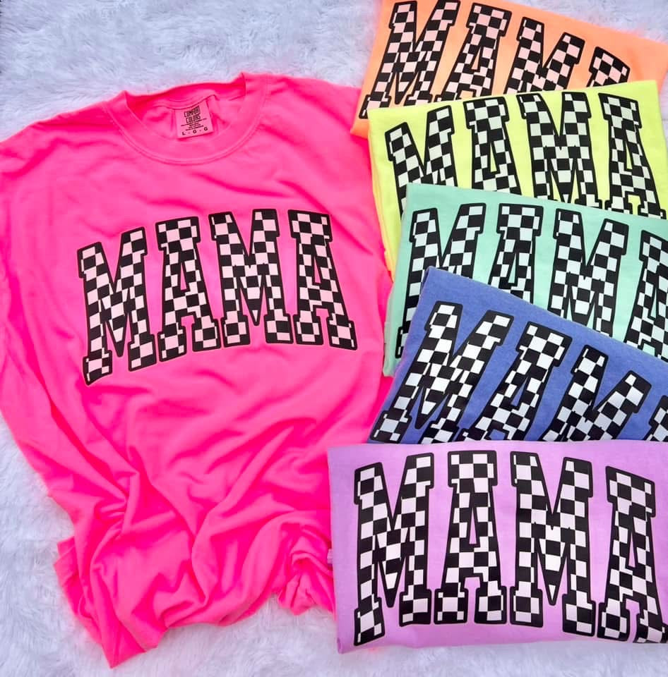 Mama Black & White Checkered Color Options