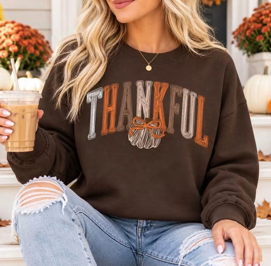 Scribble Thankful Chocolate Sweatshirt