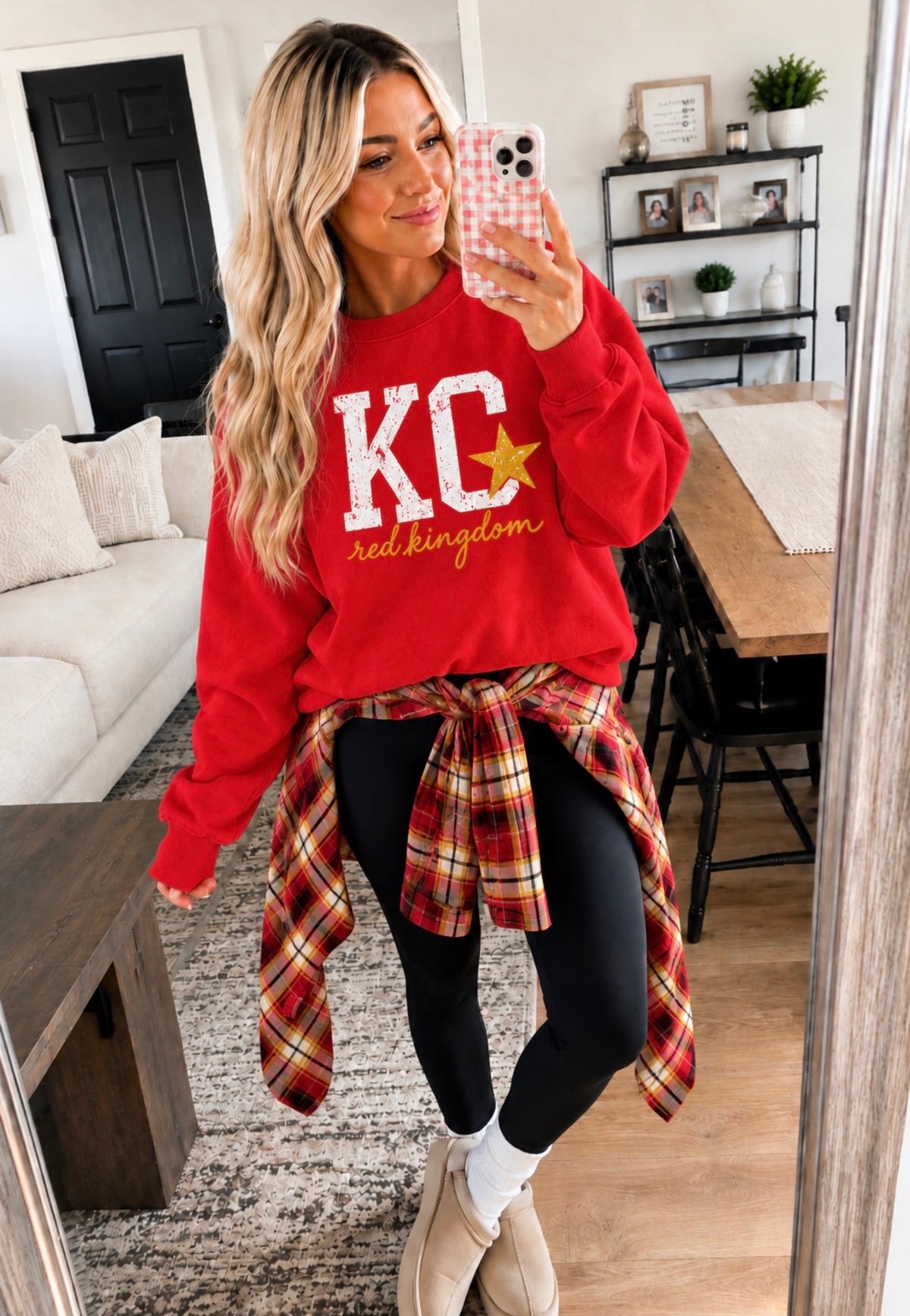 **HALFTIME DEAL** Gold White Distressed KC Red Kingdom Red Sweatshirt