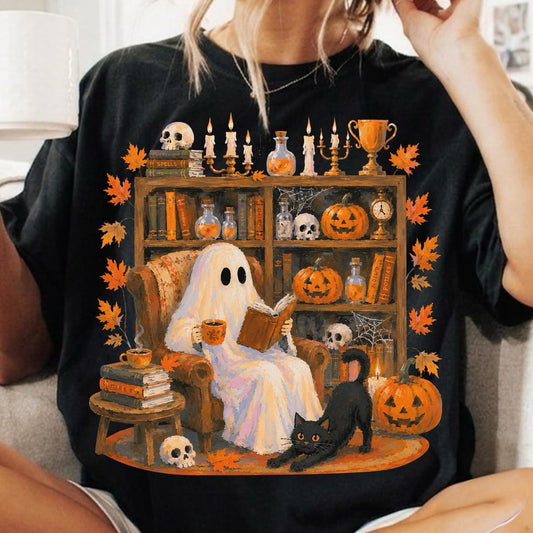 **DEAL OF THE DAY** Bookshelf Fall Ghost Black Tee