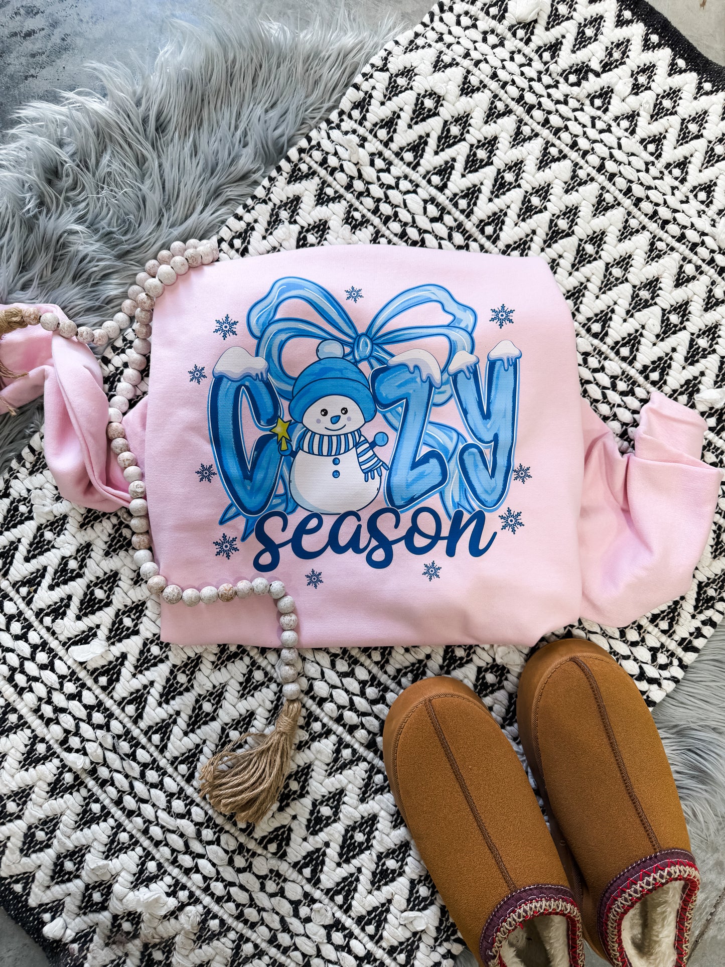 Blue Snowman Cozy Season Light Blue Sweatshirt