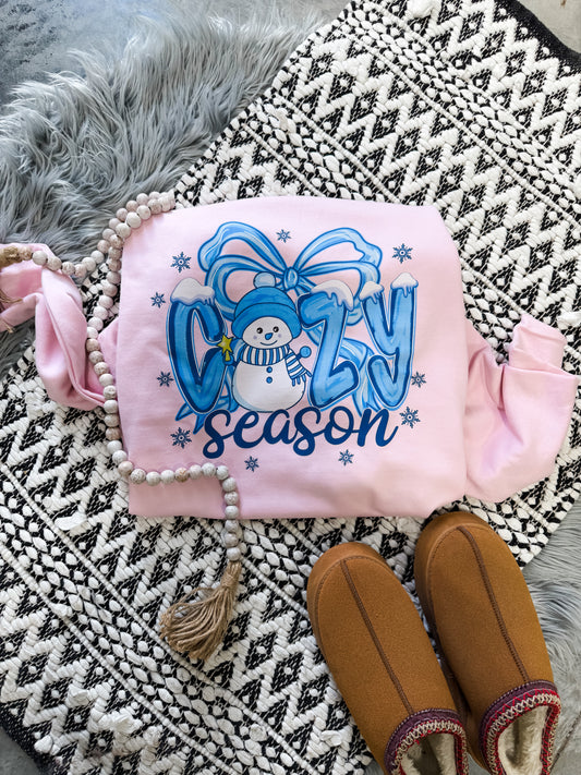 Blue Snowman Cozy Season Light Blue Sweatshirt