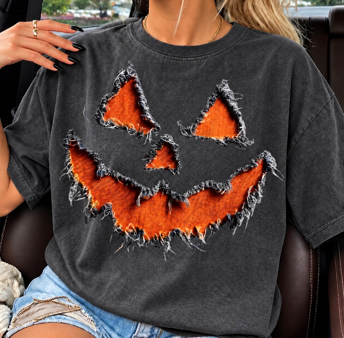Faux Appliqué Fall Pumpkin Pepper Tee
