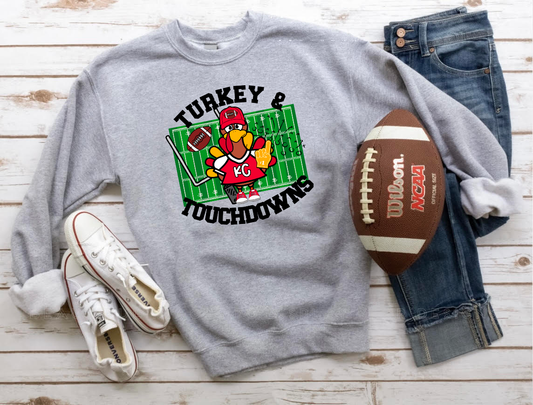 **HALFTIME DEAL** Turkey & Touchdowns Sports Grey Sweatshirt