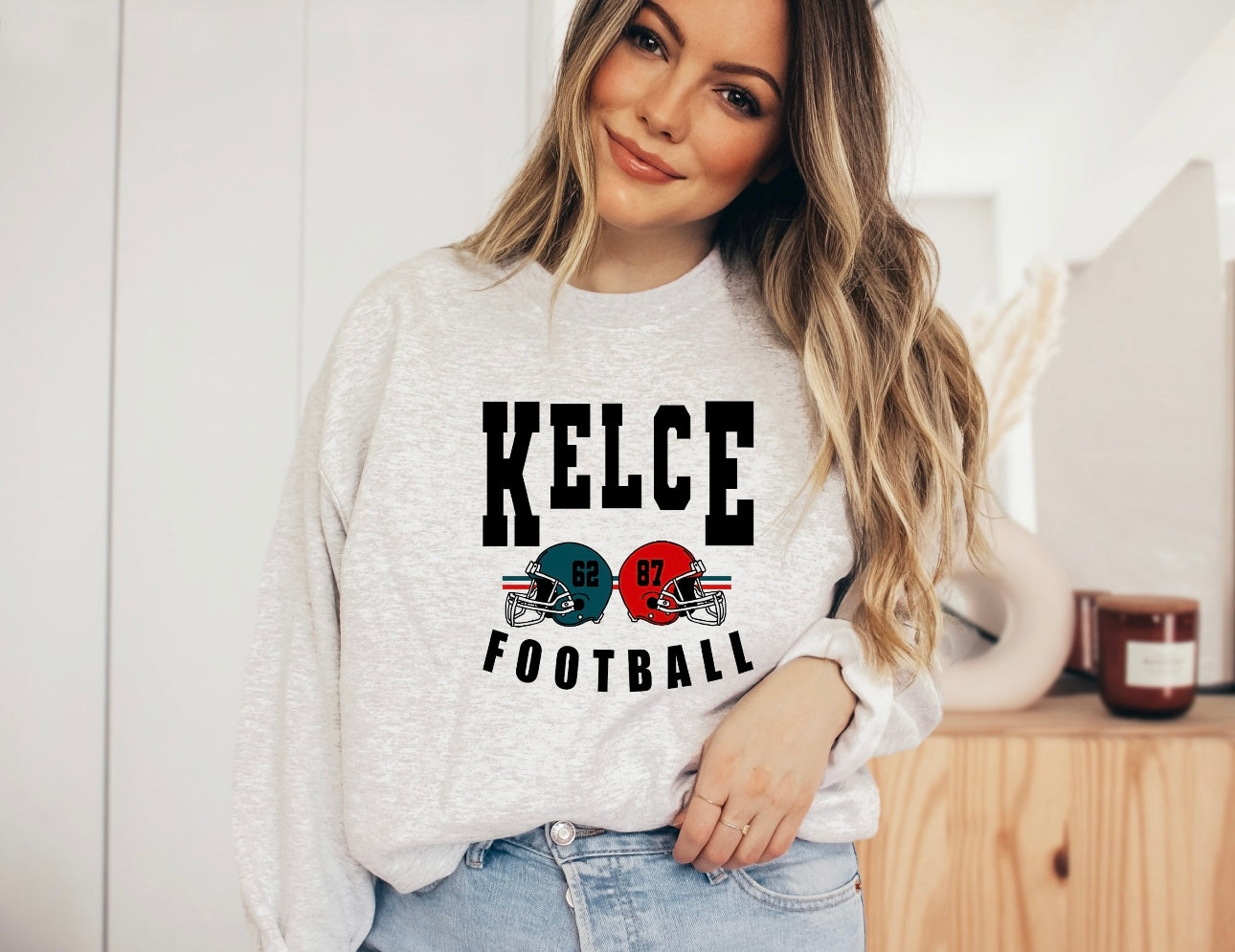 Black Kelce Football Helmets Ash Sweatshirt