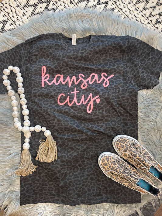 Skinny Pink Kansas City Black Leopard Tee
