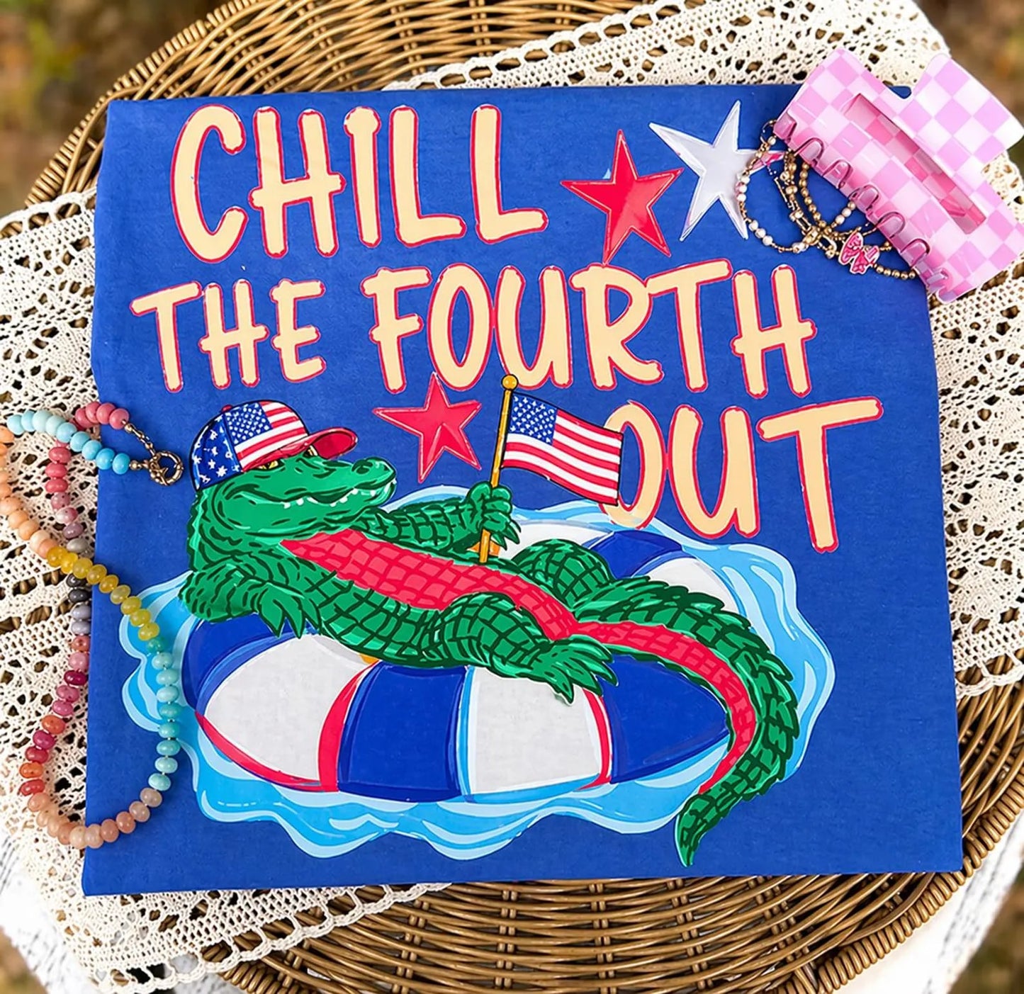 Chill The Fourth Out Flo Blue Tee