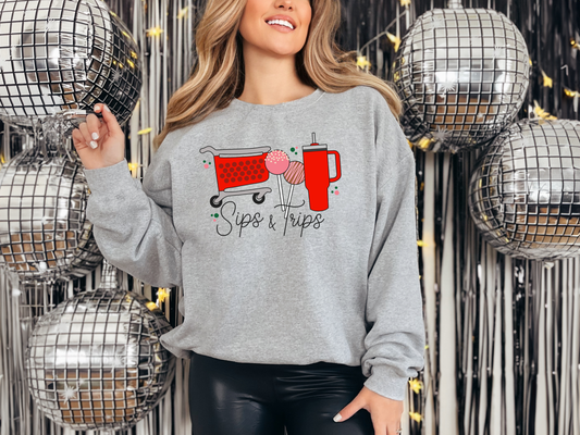 Sips & Trips Sports Grey Sweatshirt