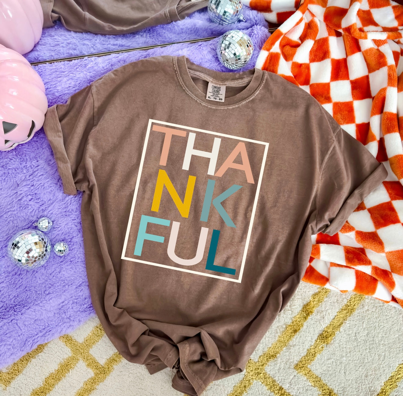 **DEAL OF THE DAY** Neutral Thankful Block Espresso Tee