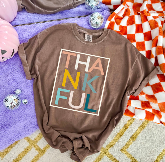 **DEAL OF THE DAY** Neutral Thankful Block Espresso Tee