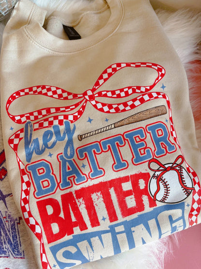 Bow Hey Batter Batter Swing Sand Sweatshirt
