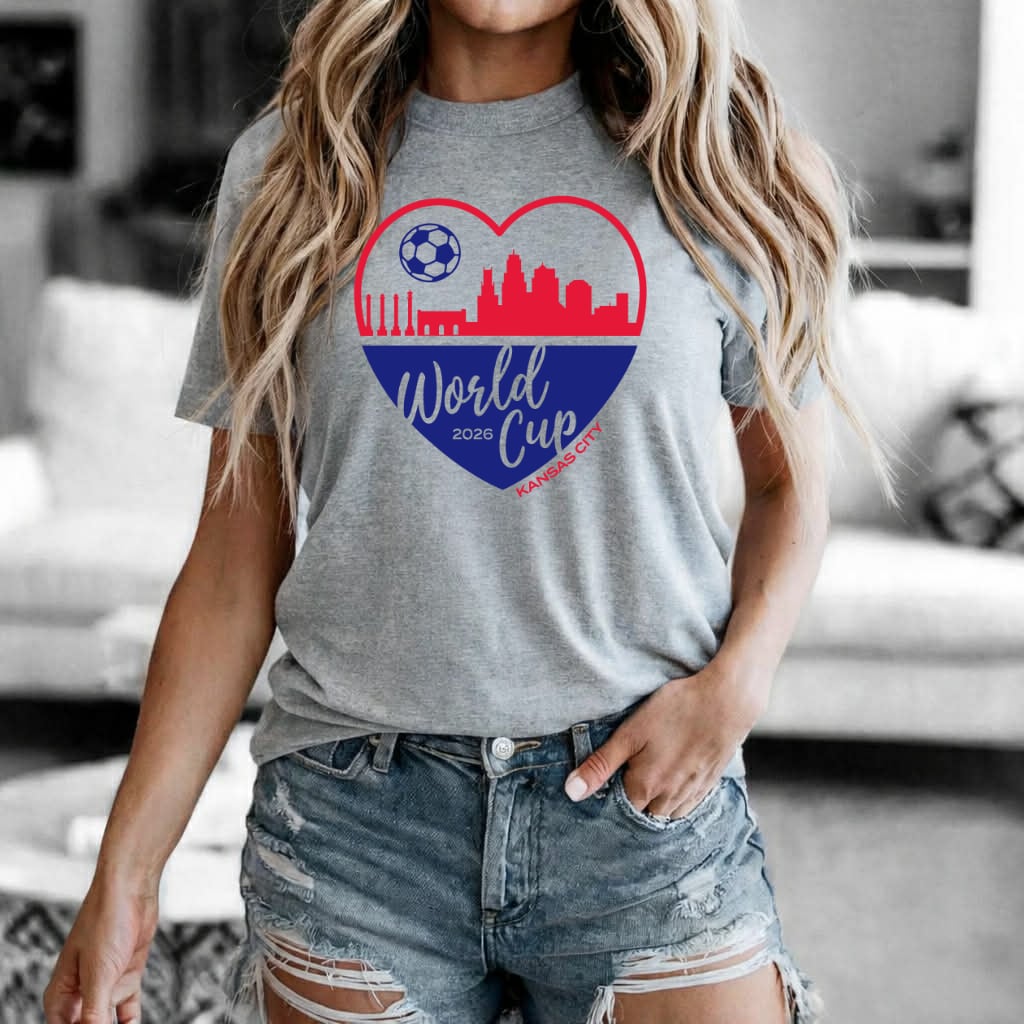 Red & Blue 2026 Heart Sports Grey Tee