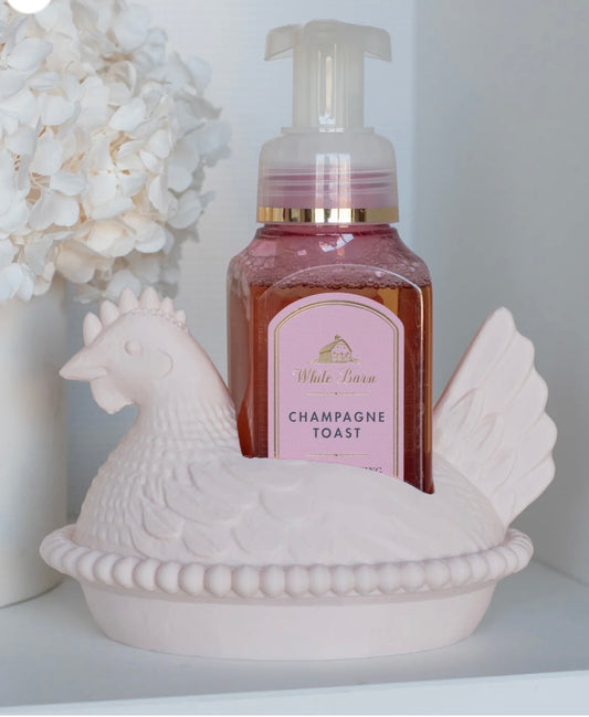 **PREORDER** White Nesting Hen B&BW Soap Holder