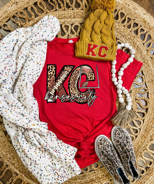 Football KC Kansas City Red Tee