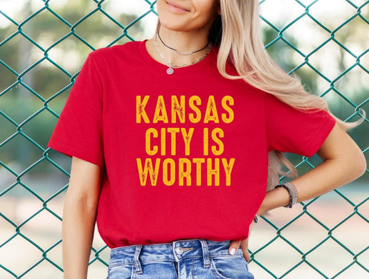Gold Kansas City Is Worthy Red Tee