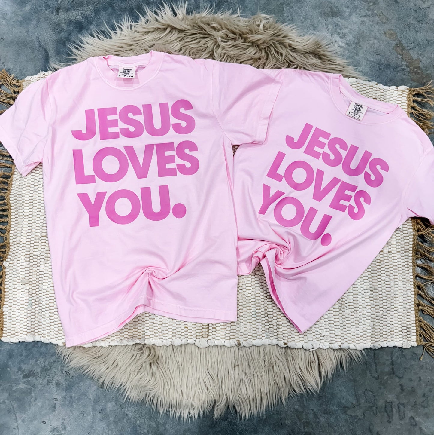 **Adult & Kids Size** Light Pink Jesus Loves You Blossom Tee