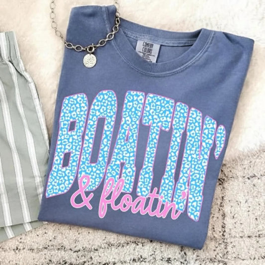 Blue Leopard Boatin & Floatin Blue Jean Tee