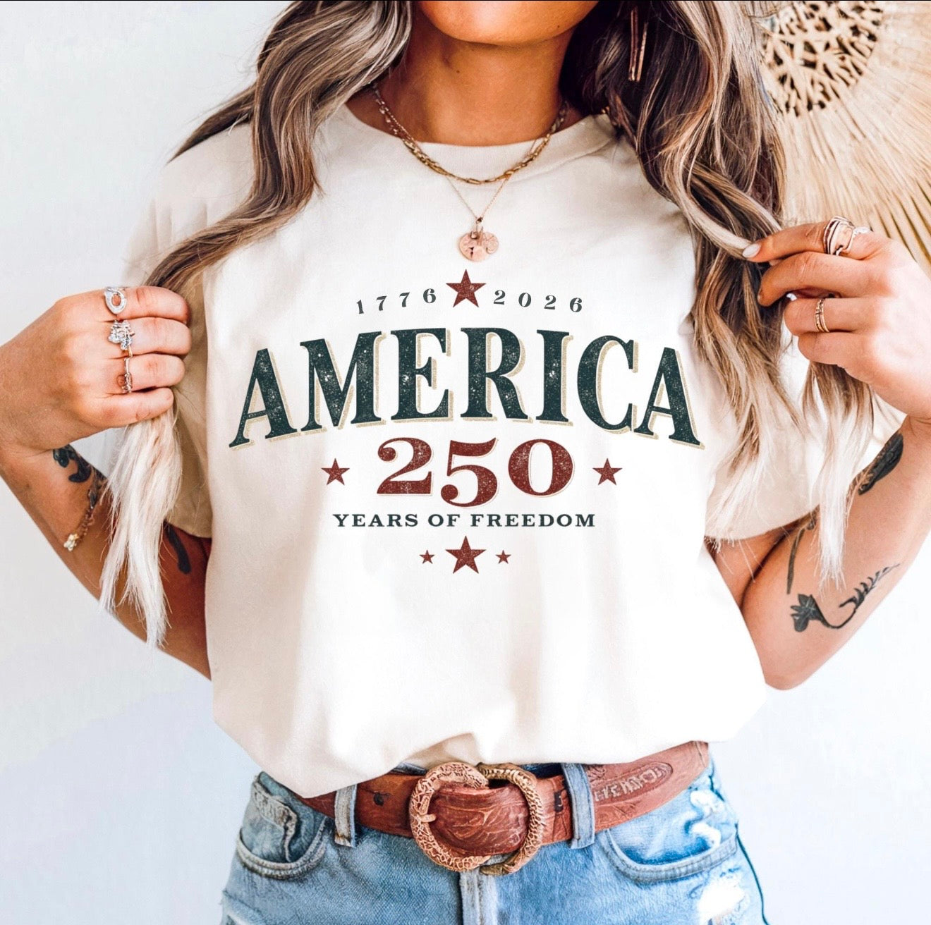 America 250 Years Of Freedom Ivory Tee