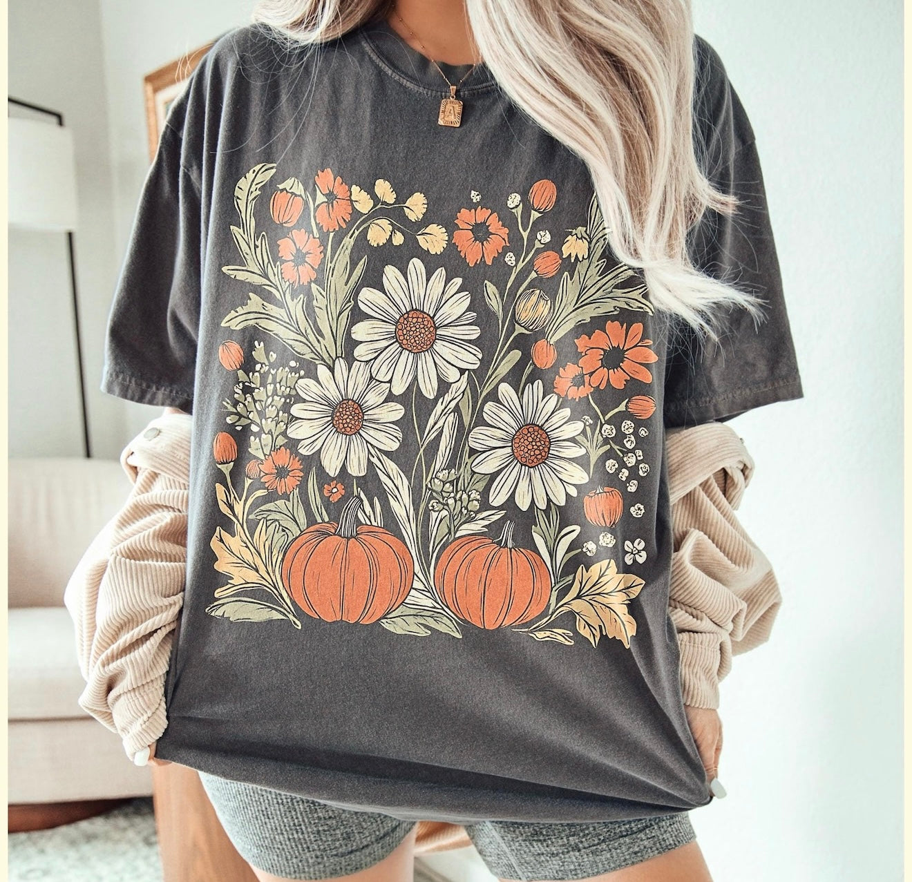 Pumpkin & Wildflowers Fall Pepper Tee