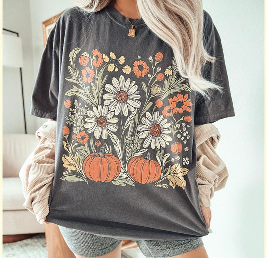 Pumpkin & Wildflowers Fall Pepper Tee