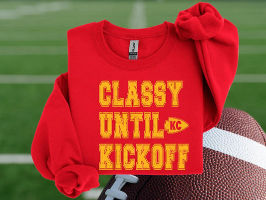 **HALFTIME DEAL** Gold Classy Until KC Arrowhead Kickoff Red Sweatshirt