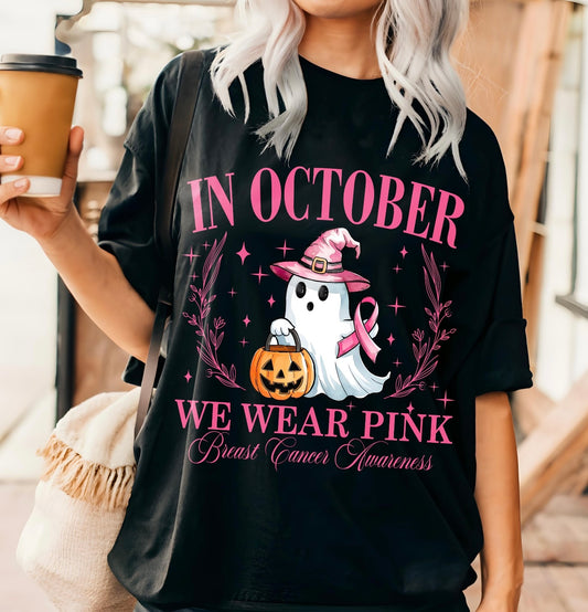 We Wear Pink Ghost Bucket Black Tee