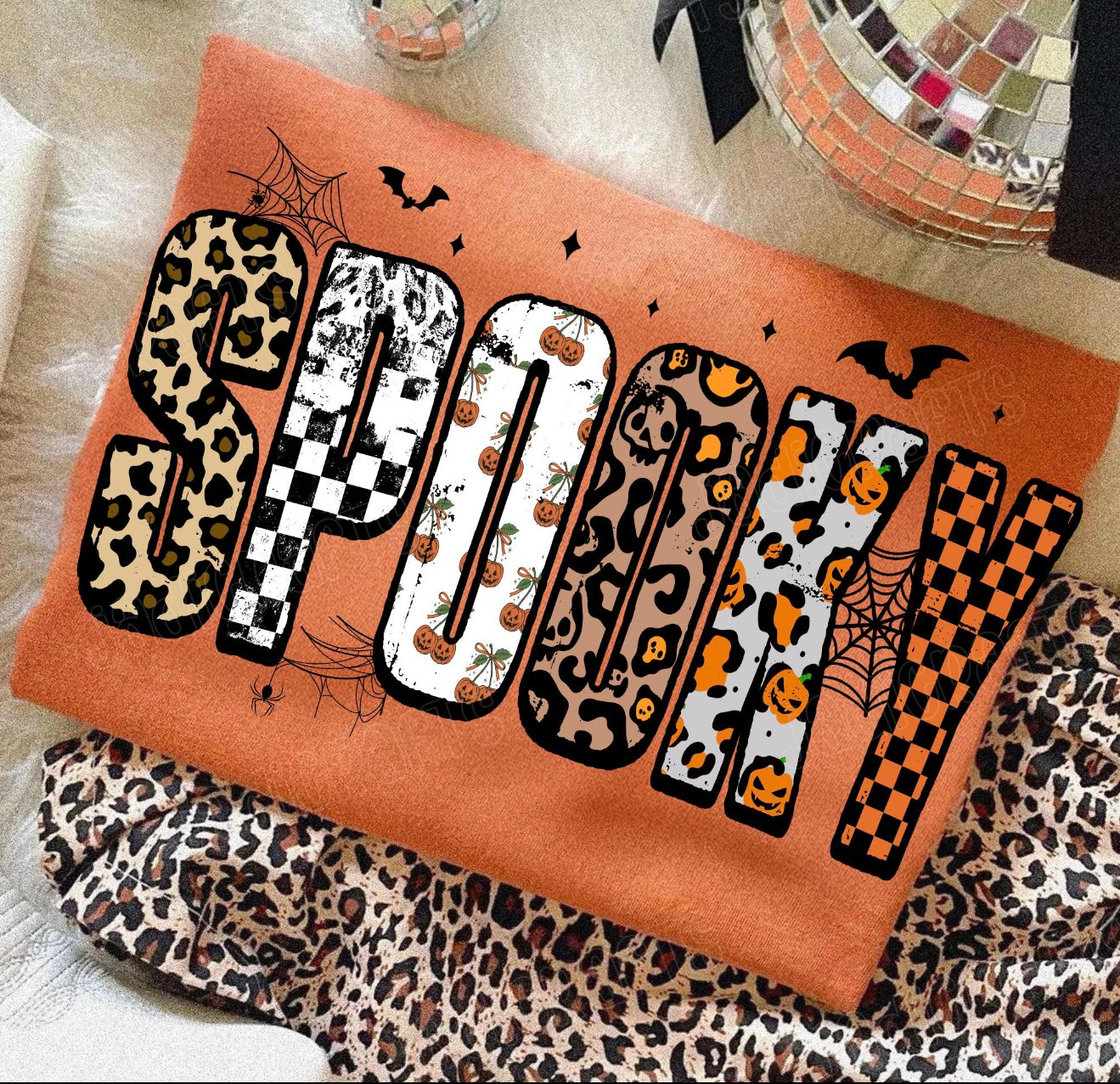 Color Block Spooky Letters Yam Tee